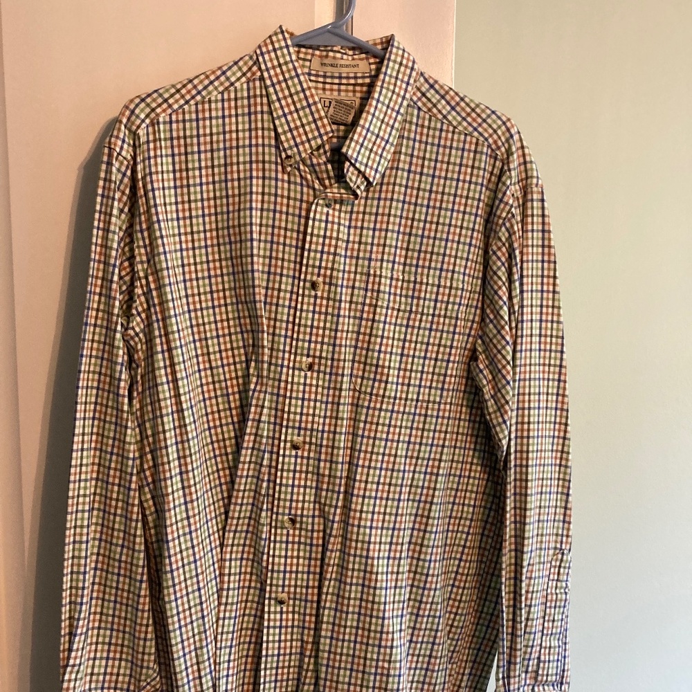 Ll Bean Wrinkle Resistant Checked Plaid Button Do… - image 1